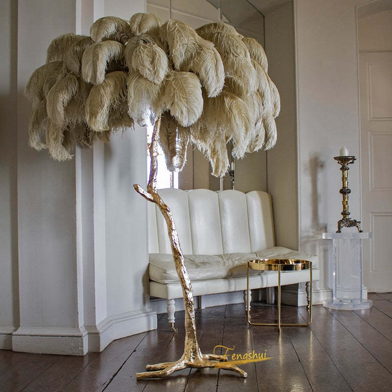 O'Moore Nordic Luxury Unique Ostrich Feather Floor Lamp/Table Lamp - Letslighting