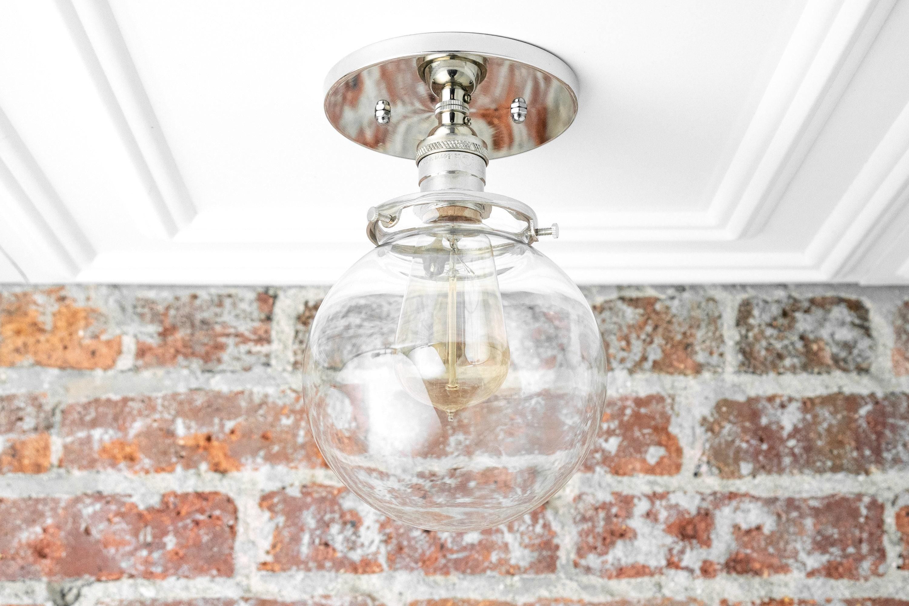 Pearl  Clear Glass Retro Globe Ceiling Light Bedroom