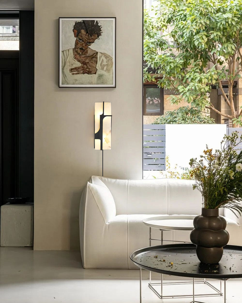 Ariel Wall Lamp Plug-In Bronze & Alabaster - Letslighting