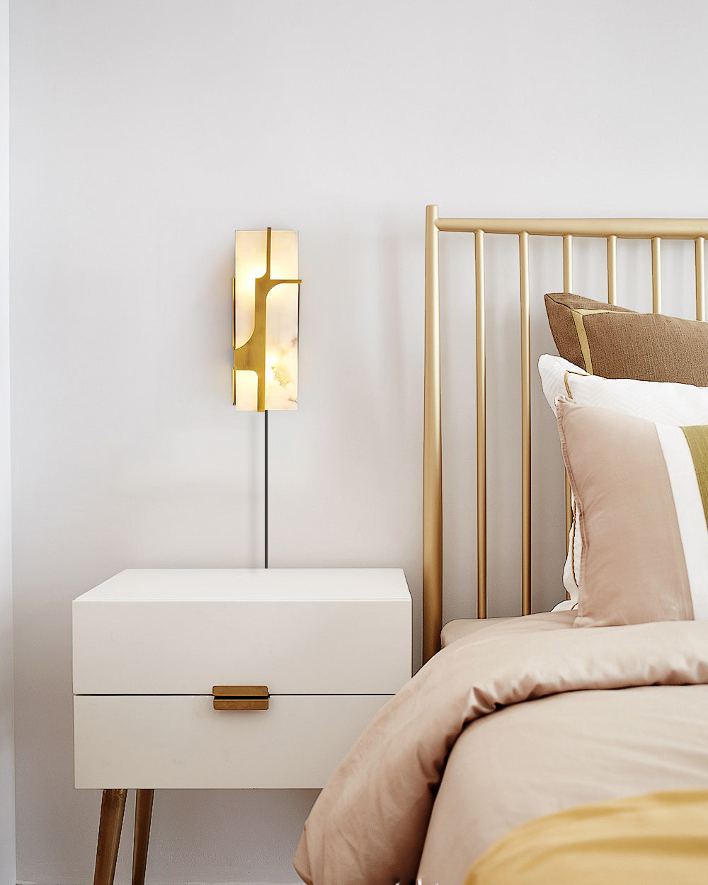 Ariel Wall Lamp Plug-In Bronze & Alabaster - Letslighting