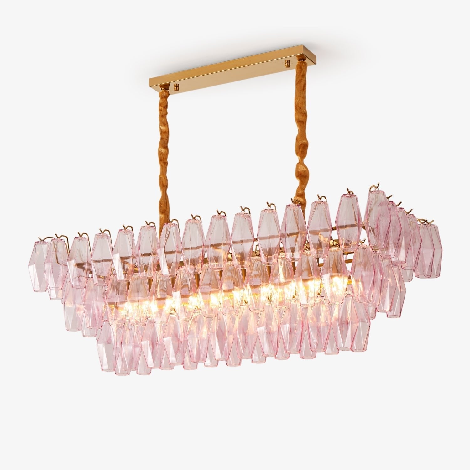 Aurora Chandelier Rose Prism Glass Rectangular Layered