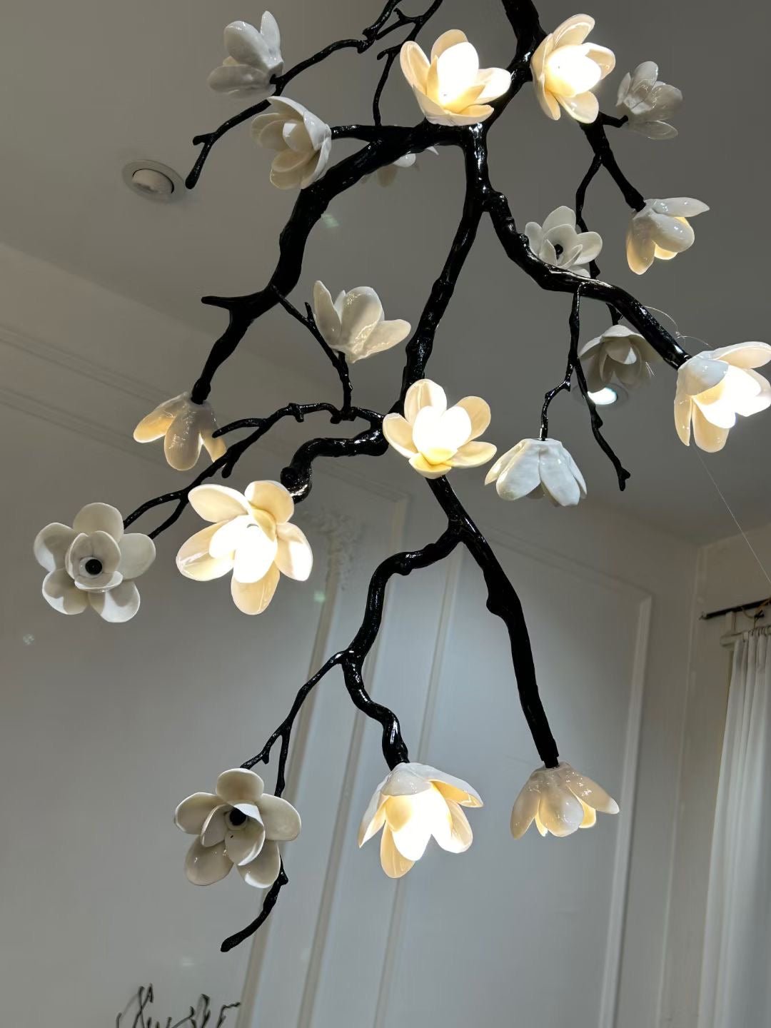 Lustra Chandelier Black Branch Flower - Letslighting