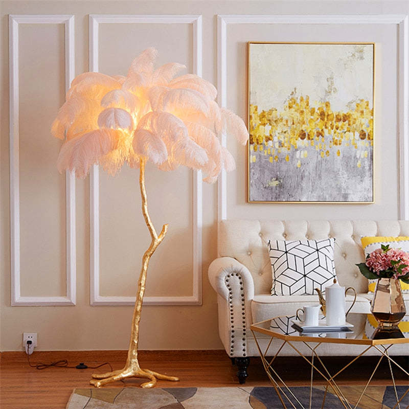 O'Moore Nordic Luxury Unique Ostrich Feather Floor Lamp/Table Lamp - Letslighting