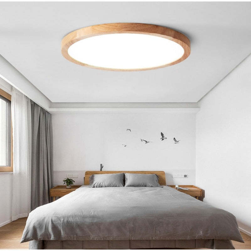 Ozawa Modern Wood Round Flush Mount Ceiling Lights Living Room