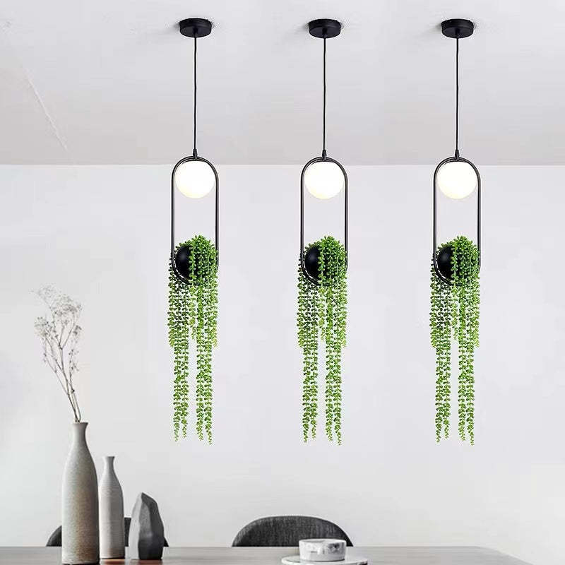 Natural Plant Pot Ball Pendant Light - Letslighting