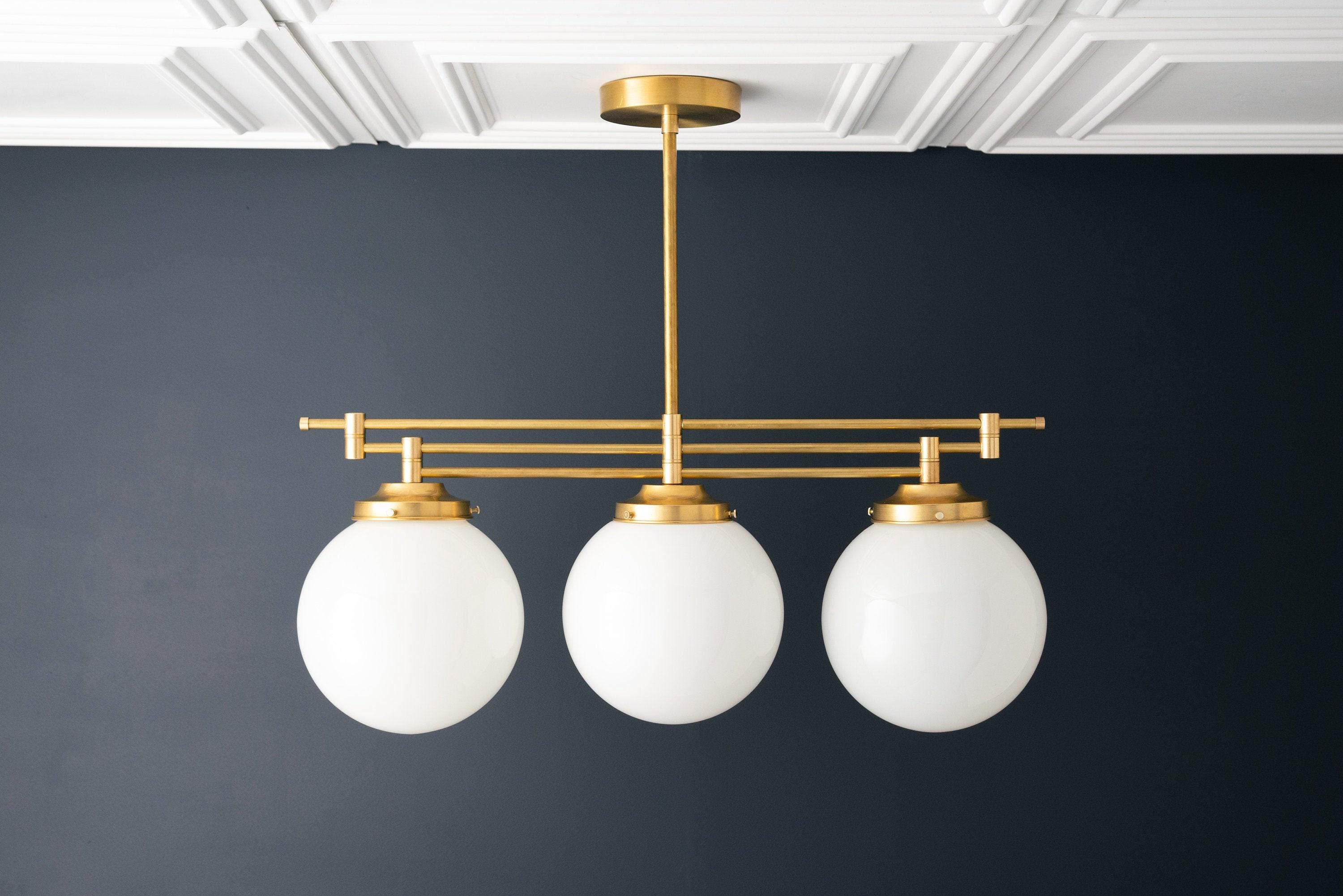 Pearl Brass Globe Pendant Light Living Room