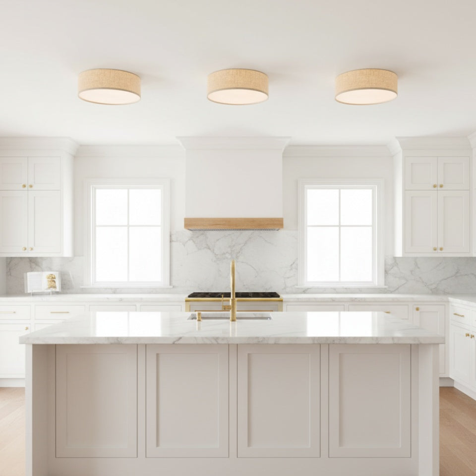Linen Drum Ceiling Light Modern Bedroom