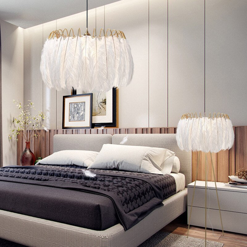 O'Moore Elegant Feather Pendant Light Bedroom Living Room