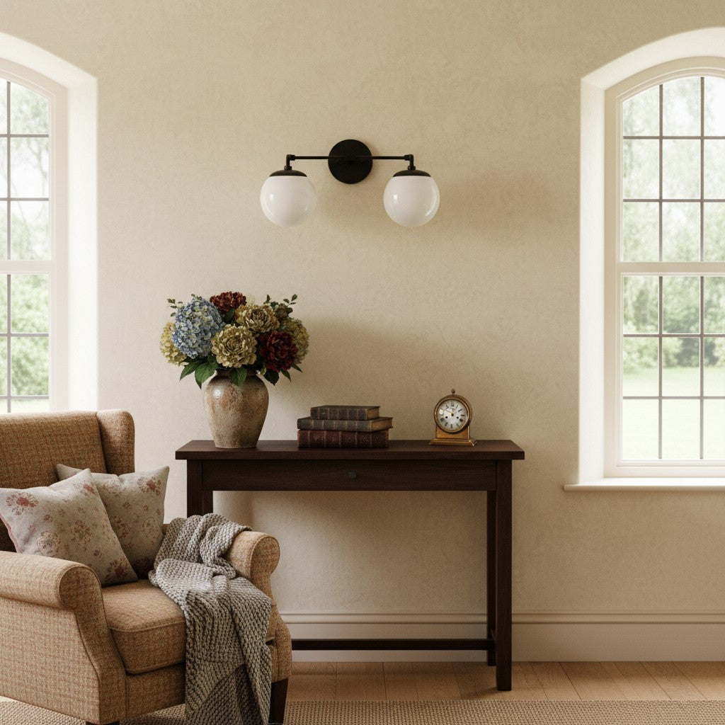 Pearl 2/3-Light Wall Sconce Milk Glass Hallway