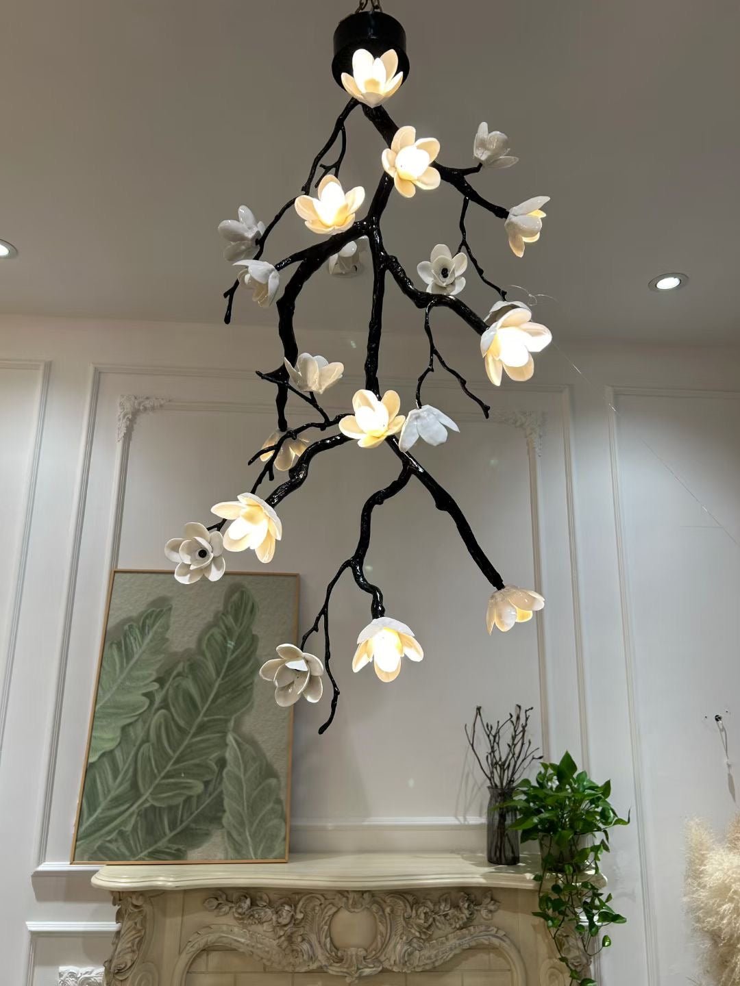 Lustra Chandelier Black Branch Flower - Letslighting