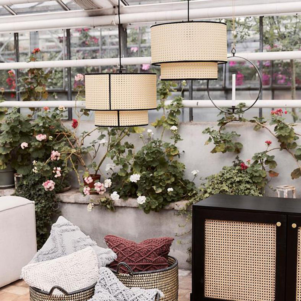 Ritta Japanese Rattan Pendant Light, Double-Layer - Letslighting