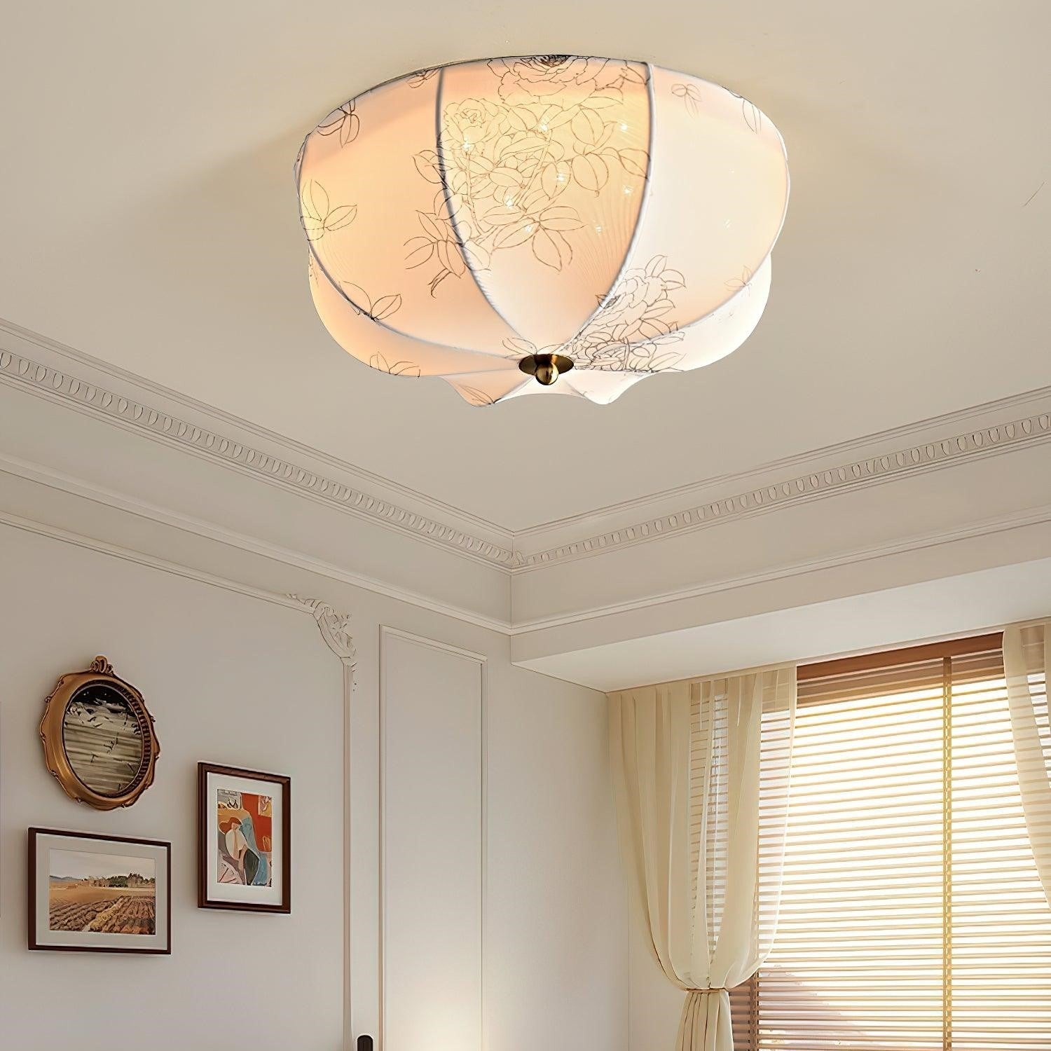 Ritta Retro Globe Farbic LED Flush Mount Ceiling Light Bedroom - Letslighting