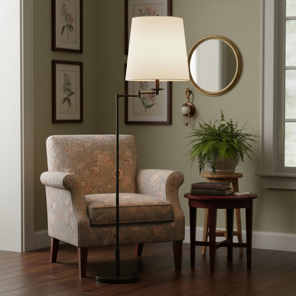 Lodge Brass Linen Floor Lamp