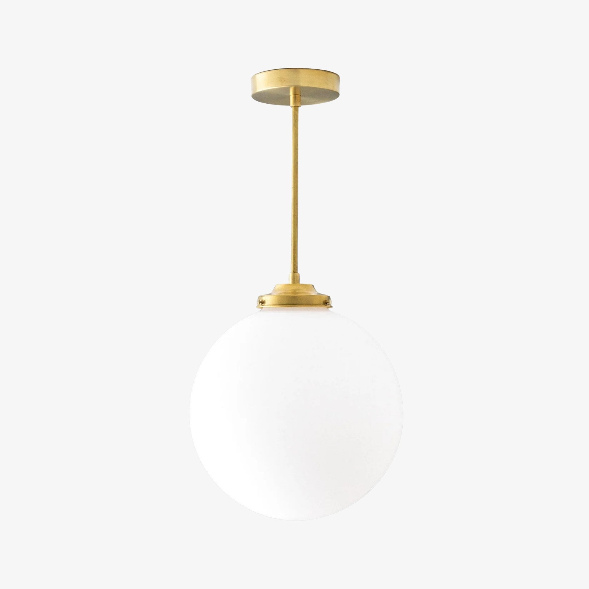 Pearl White Brass Globe Ceiling Light  Contemporary