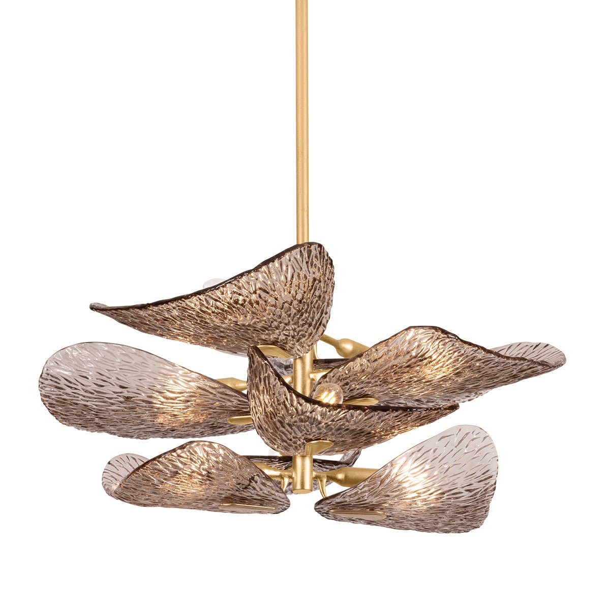 Aurora Chandelier Cardiff Piastra Glass Petal Layered Bronze