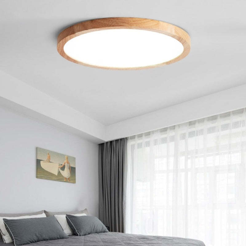 Ozawa Modern Wood Round Flush Mount Ceiling Lights Living Room