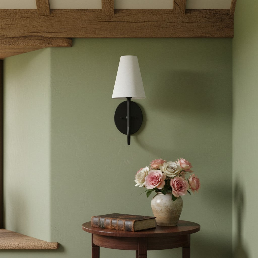 Disc Traditional Linen Wall Sconce Bedrooms