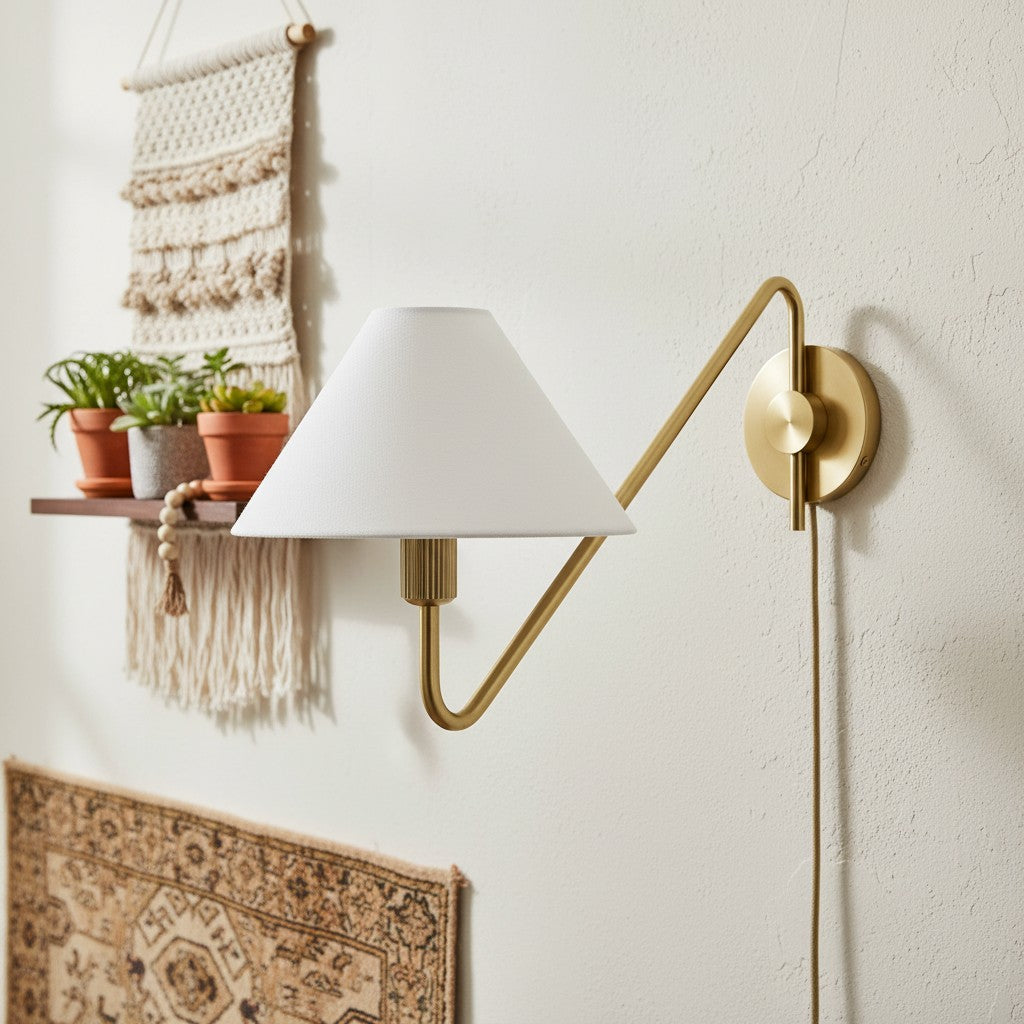Vector Wall Lamp Brass&Fabric Plug-in