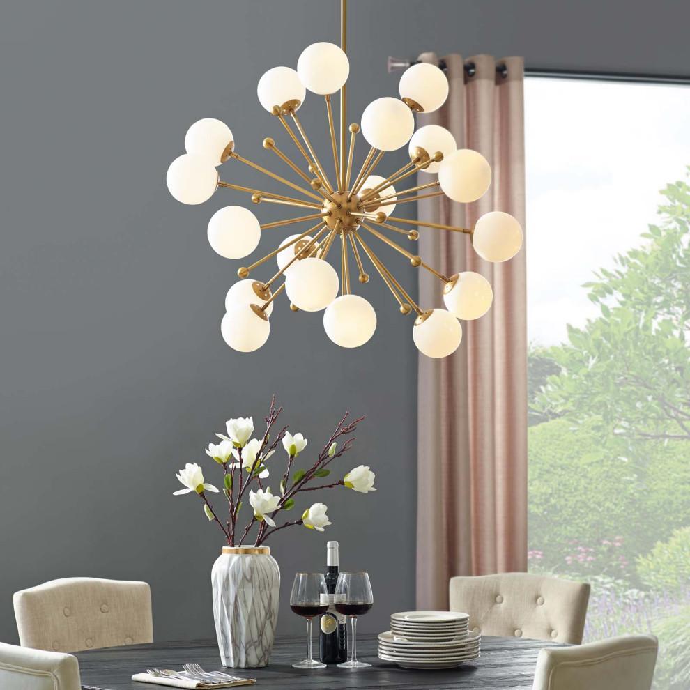Lustra Chandelier Brass Opal Globe - Letslighting