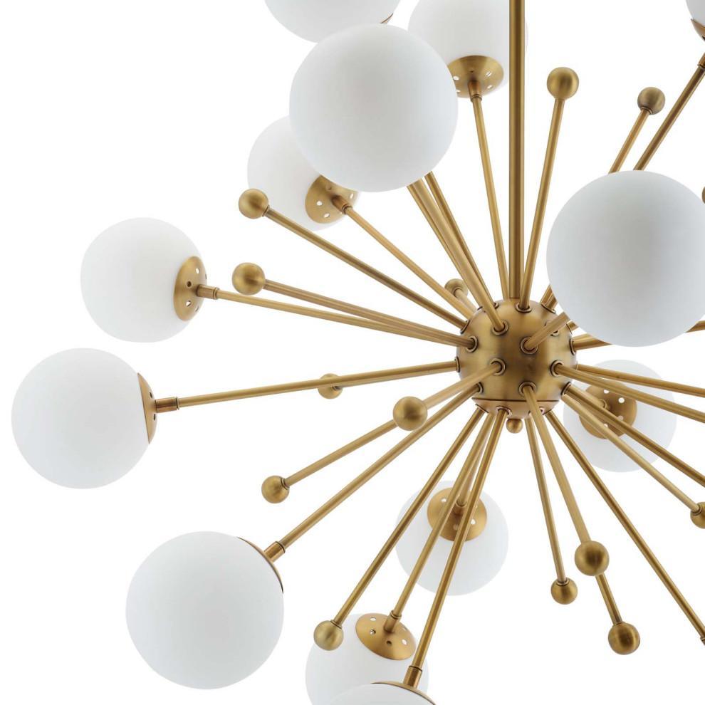 Lustra Chandelier Brass Opal Globe - Letslighting