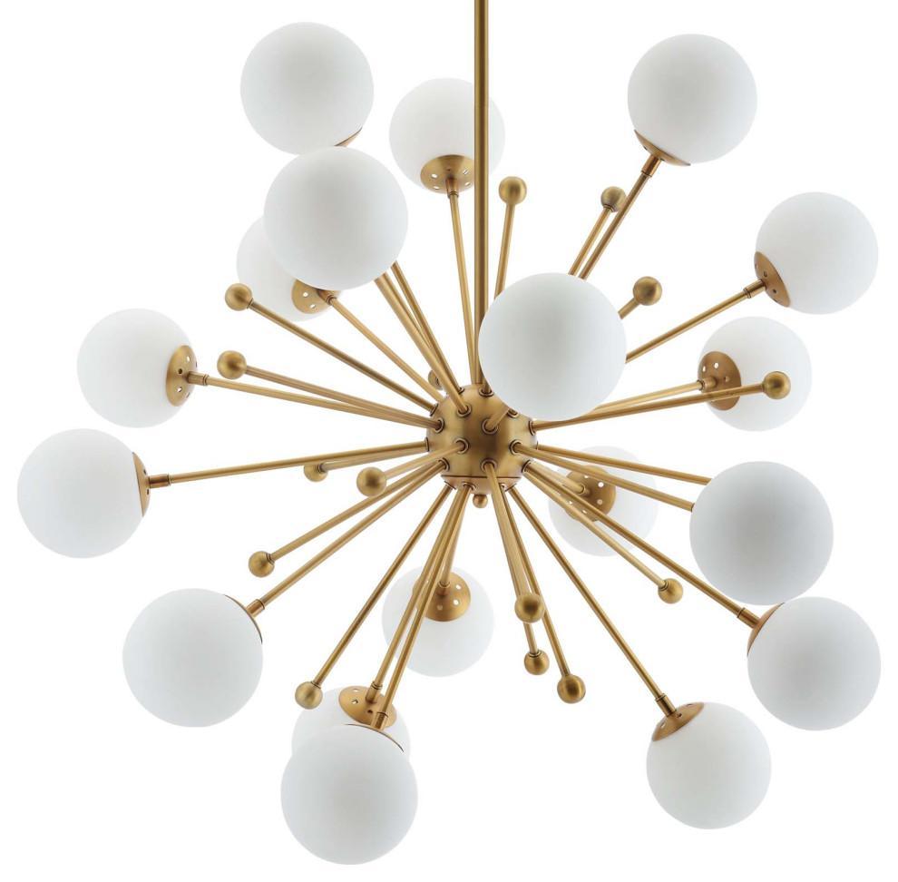 Lustra Chandelier Brass Opal Globe - Letslighting