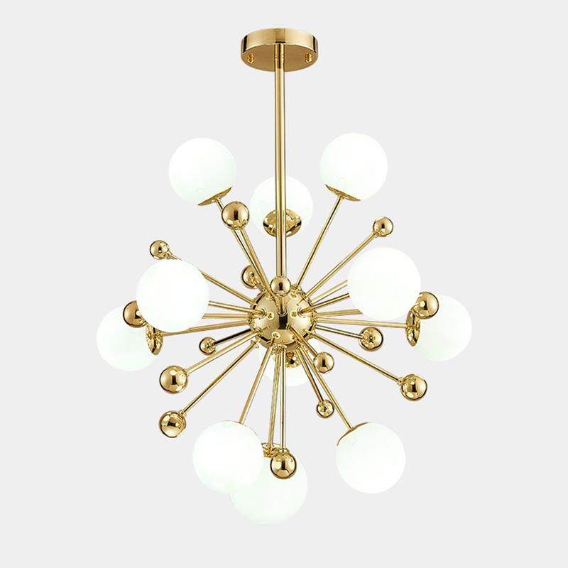 Lustra Chandelier Brass Opal Globe - Letslighting