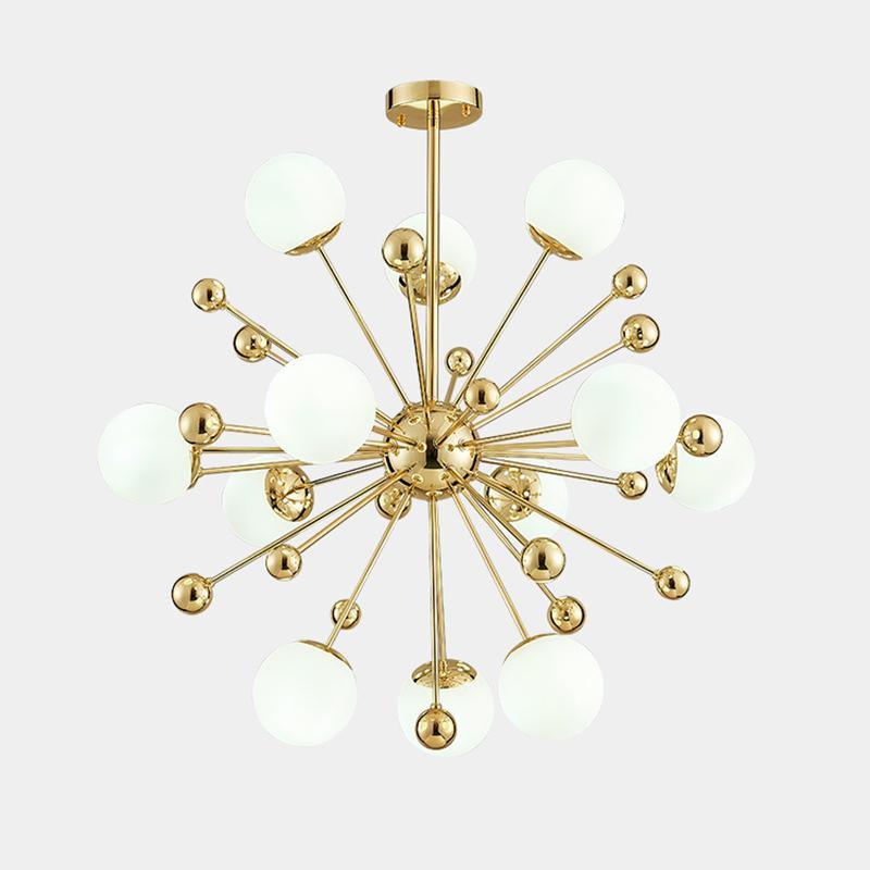 Lustra Chandelier Brass Opal Globe - Letslighting