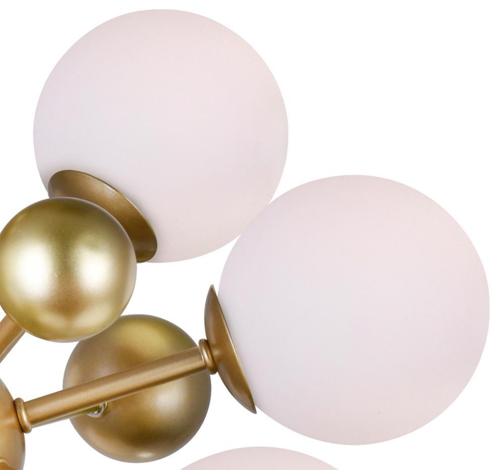 Lustra Chandelier Brass Opal Globe - Letslighting