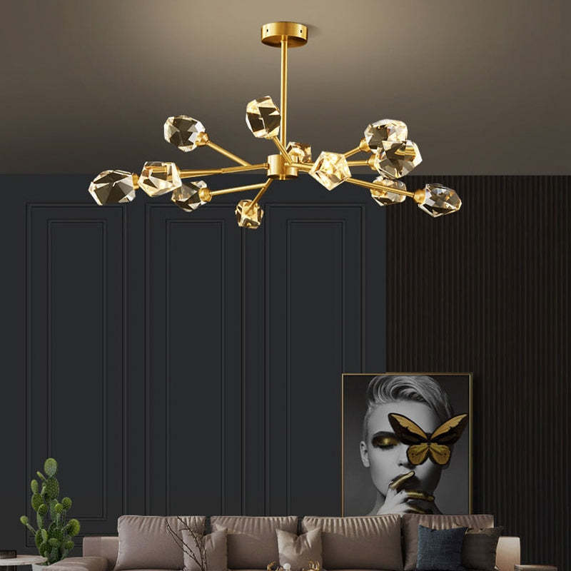 Kristy Luxurious Crystal Chandelier Living Room Golden - Letslighting