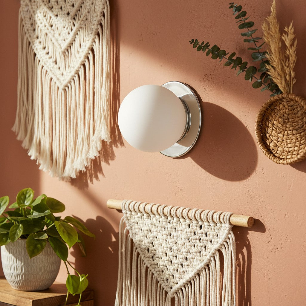 Pearl Milk Glass Modern Globe Wall Sconce