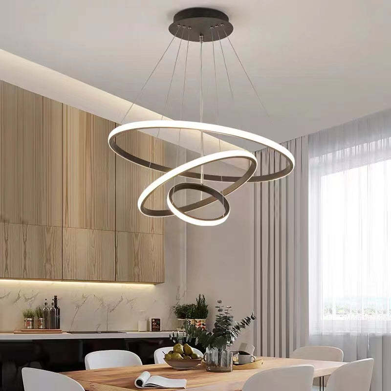 Arisha Modern Ring Metal/Silicon Pendant Light, 2/3/4 Rings