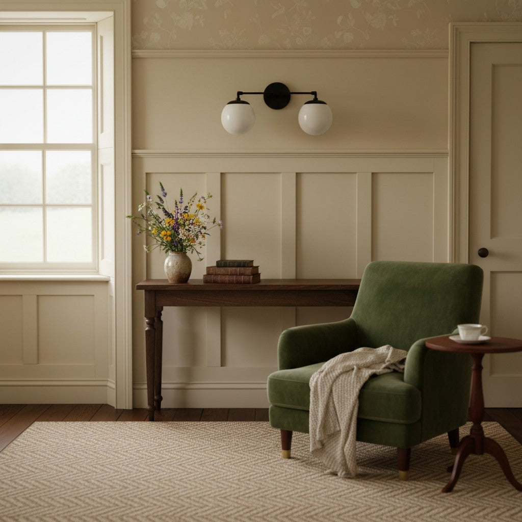 Pearl 2/3-Light Wall Sconce Milk Glass Hallway