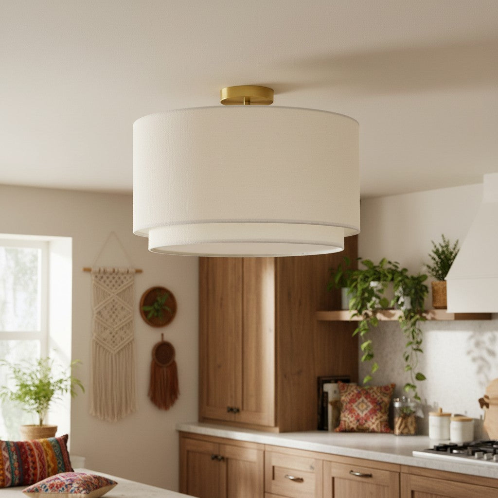 Rowan Fabric Contemporary Flush Mount Ceiling Light Hallway