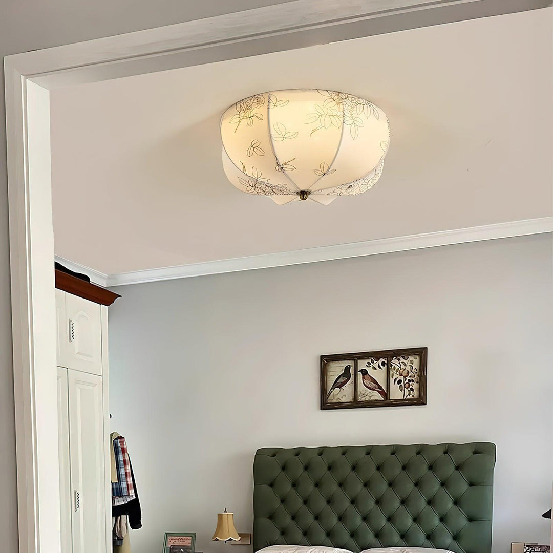 Ritta Retro Globe Farbic LED Flush Mount Ceiling Light Bedroom - Letslighting