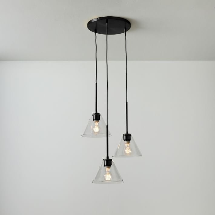 Cone 3-Light Brass Chandelier