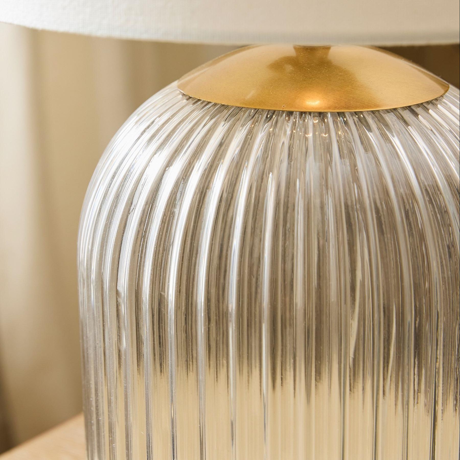 Haze  Glass Table Lamp with Linen   for  Living Rooms
