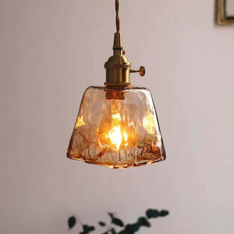 Arisha Vintage Style Industrial Pendant Light Retro Metal Glass Brass