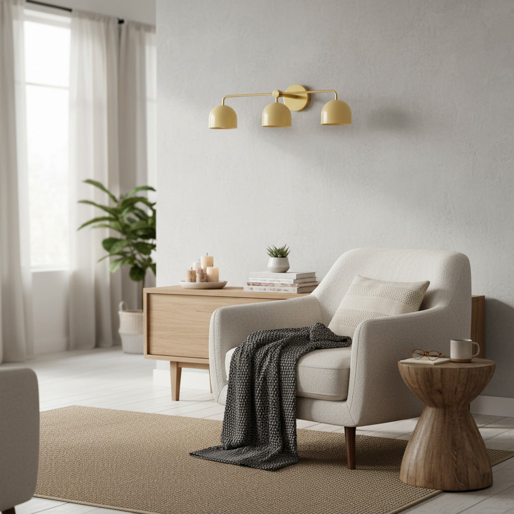 Chroma Brass White Wall Light Contemporary Living Room