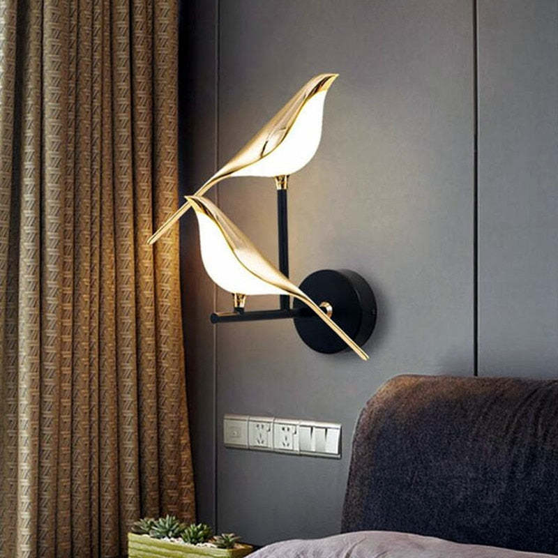 Arisha Minimalist Magpie Bird Wall Lamp Bedroom - Letslighting