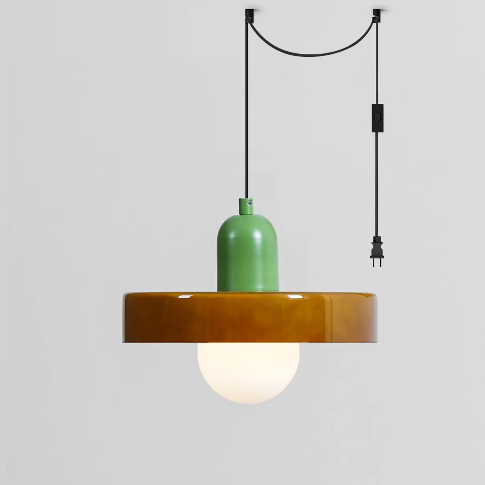 Jovial Minimalist Disc Orb Swag Glass Pendant Lights Plug-in - Letslighting