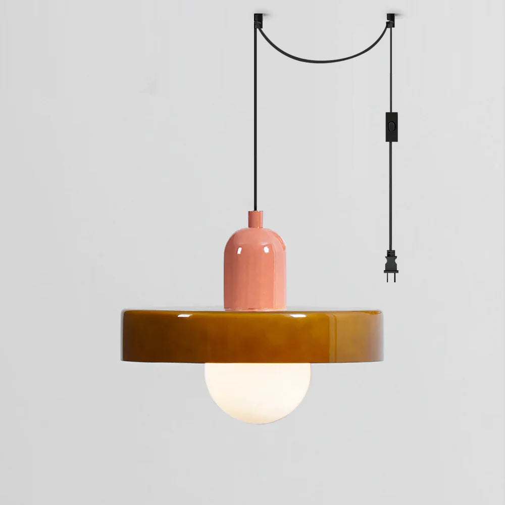 Jovial Minimalist Disc Orb Swag Glass Pendant Lights Plug-in - Letslighting