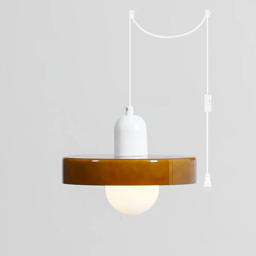 Jovial Minimalist Disc Orb Swag Glass Pendant Lights Plug-in - Letslighting