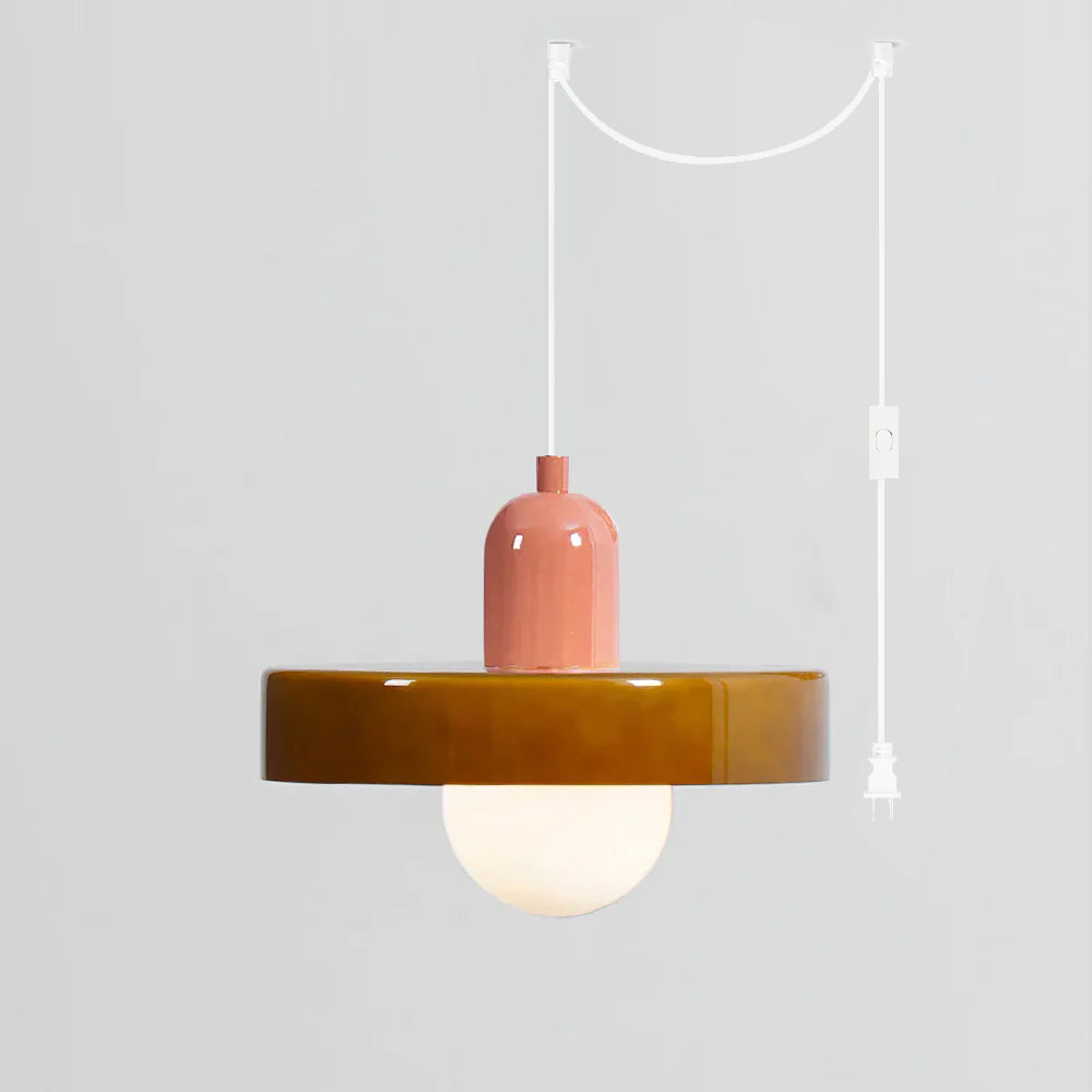 Jovial Minimalist Disc Orb Swag Glass Pendant Lights Plug-in - Letslighting