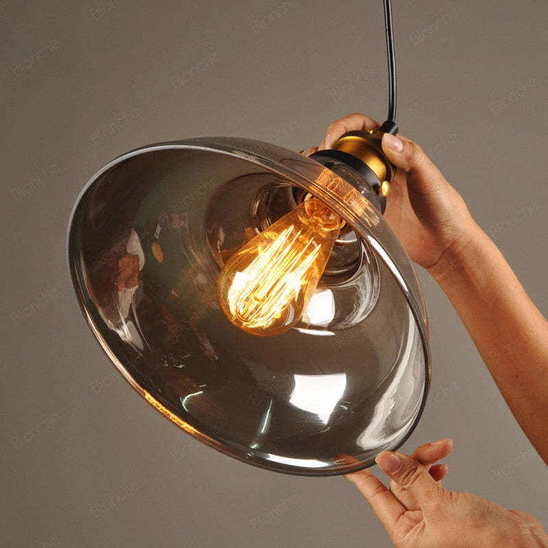 Levy Industrial Metal/Glass Pendant Light Dining Room
