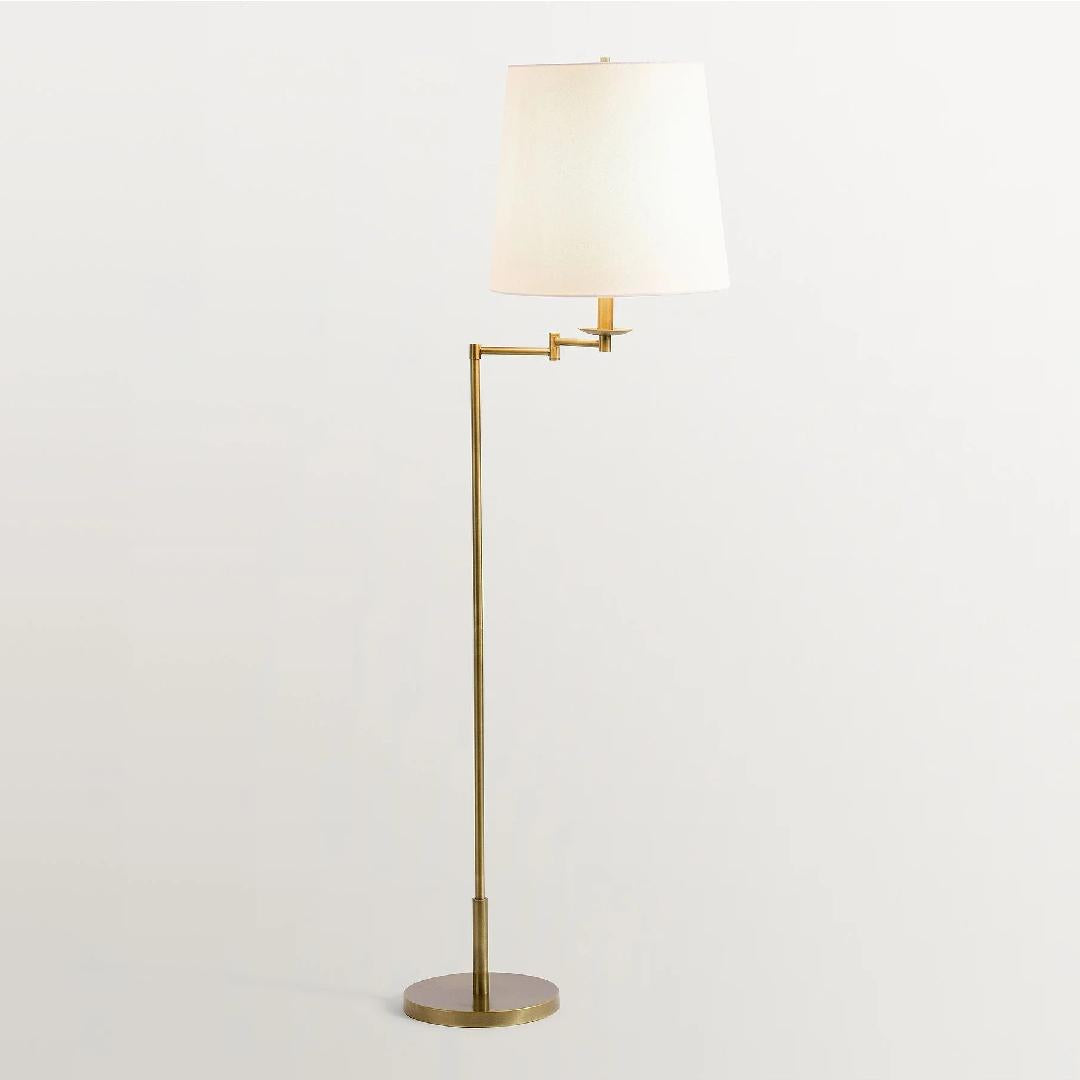 Lodge Brass Linen Floor Lamp
