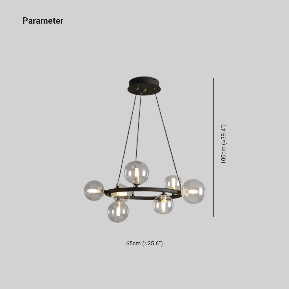 Valentina Modern Glass Globe Ring Chandelier - Letslighting