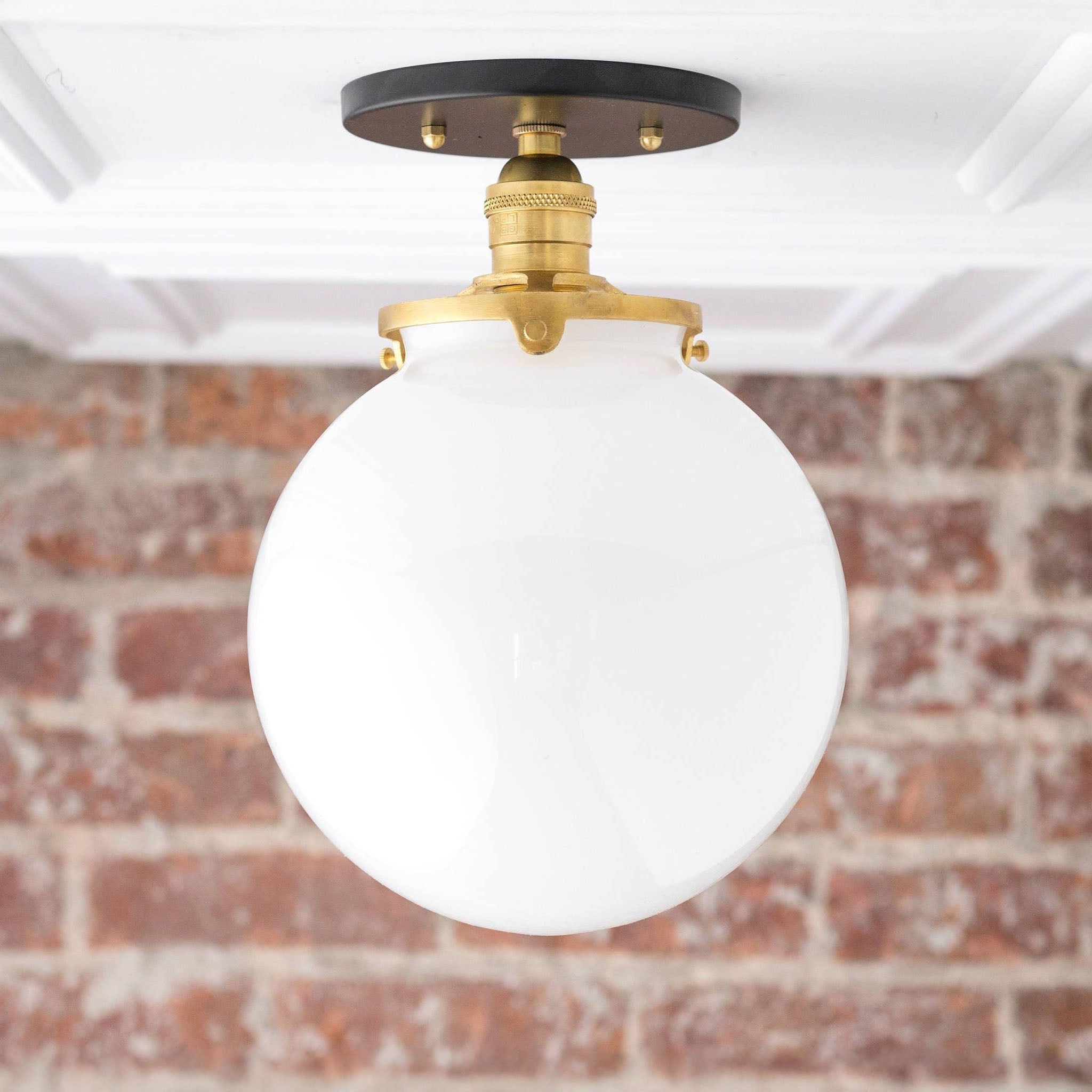 Pearl Glass Mid Century Flush Ceiling Light