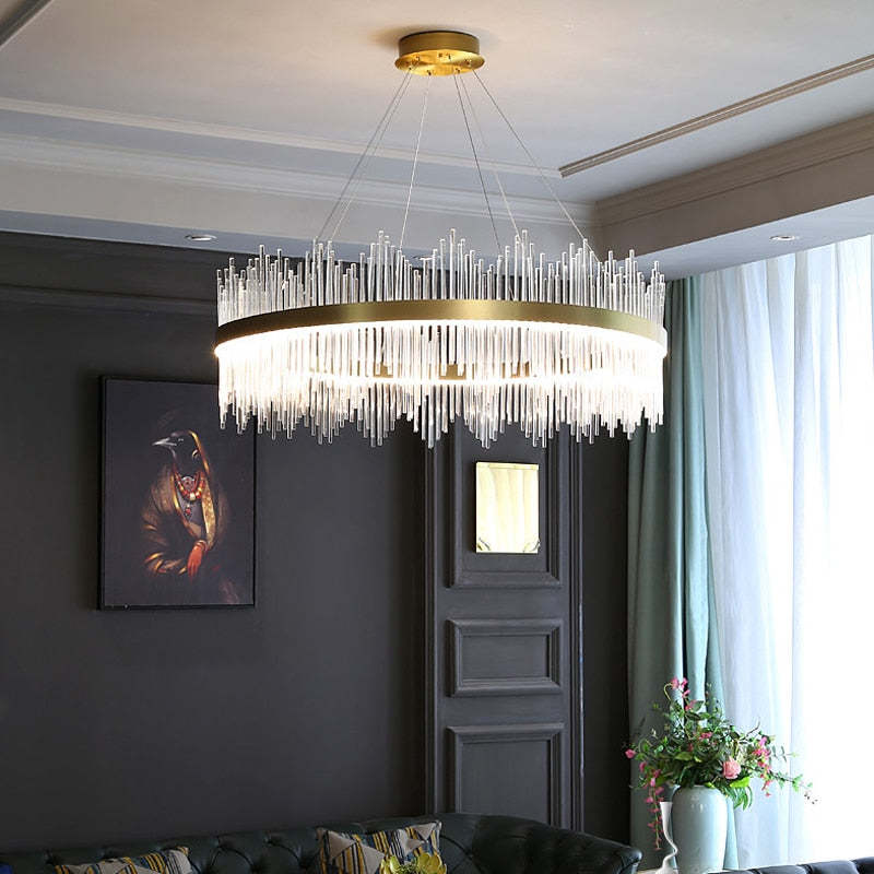 Kristy Modern Round Rectangular Chain Chandelier - Letslighting