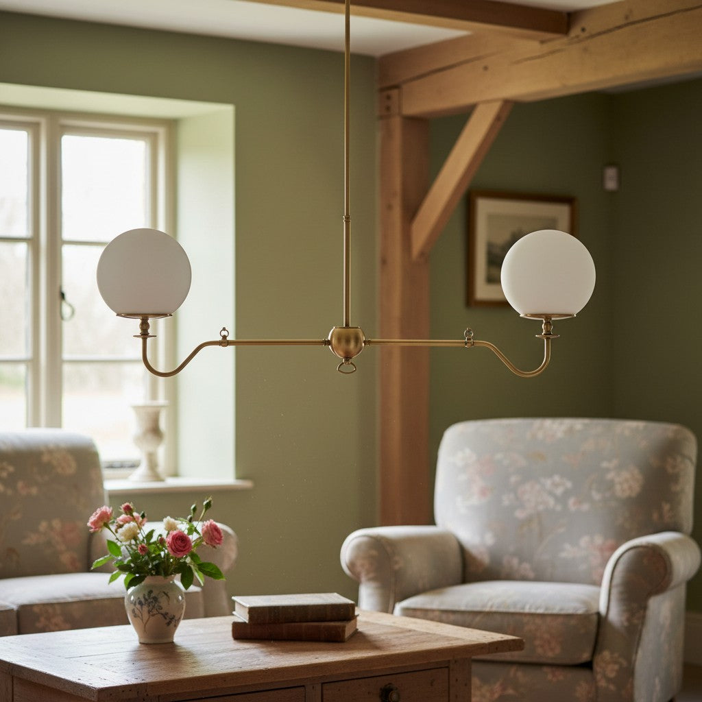 Pearl Glass Brass Chandelier