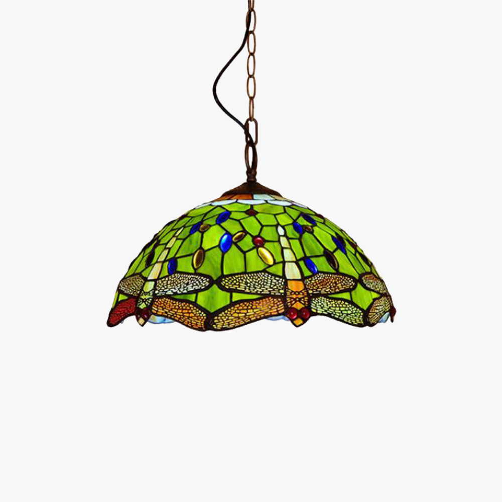 Tiffany Vintage Art LED Pendant Light Colorful Glass Living Room